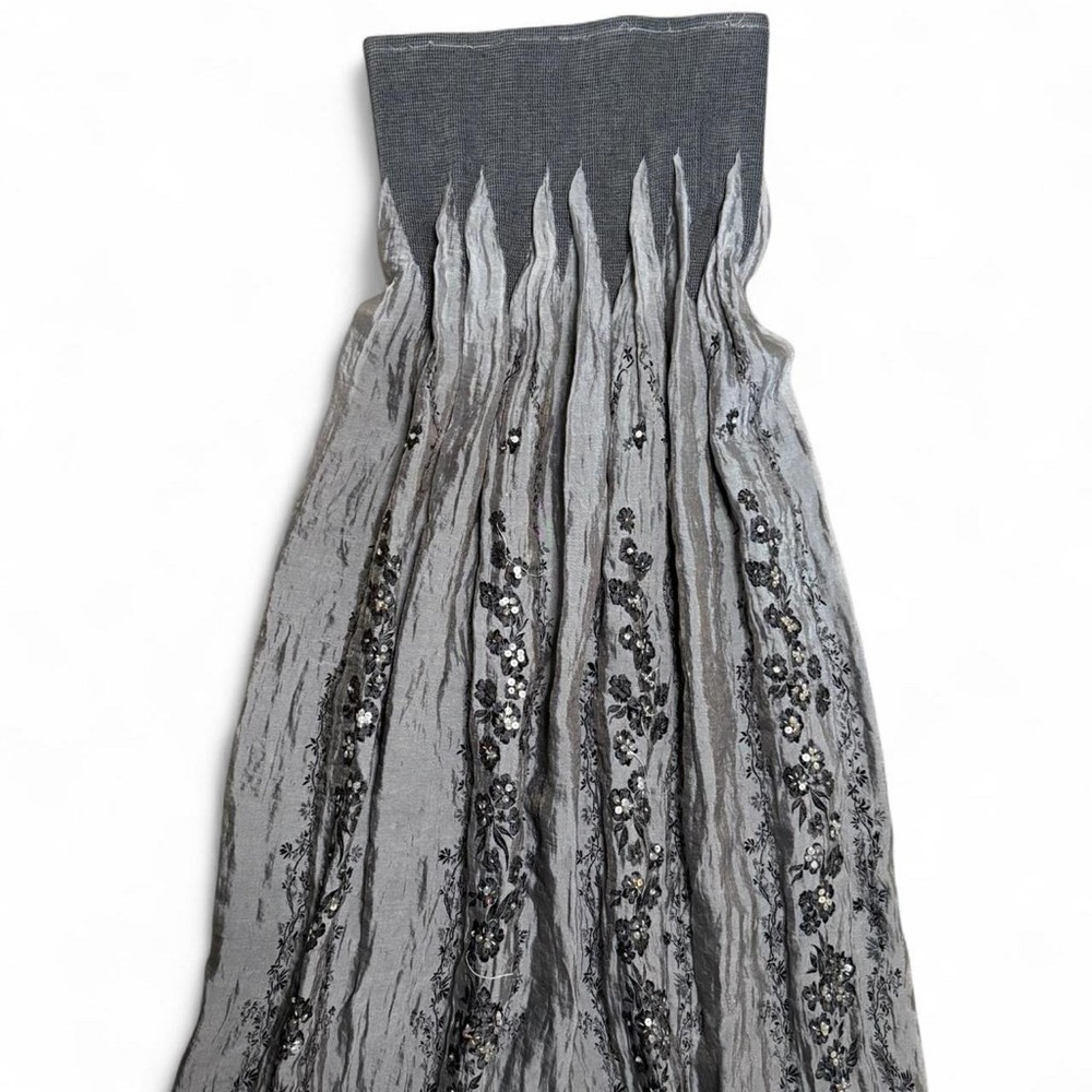 Lapis Fairy Grey Black Embellished Sequin Floral Tube Midi Boho Dress OSFM